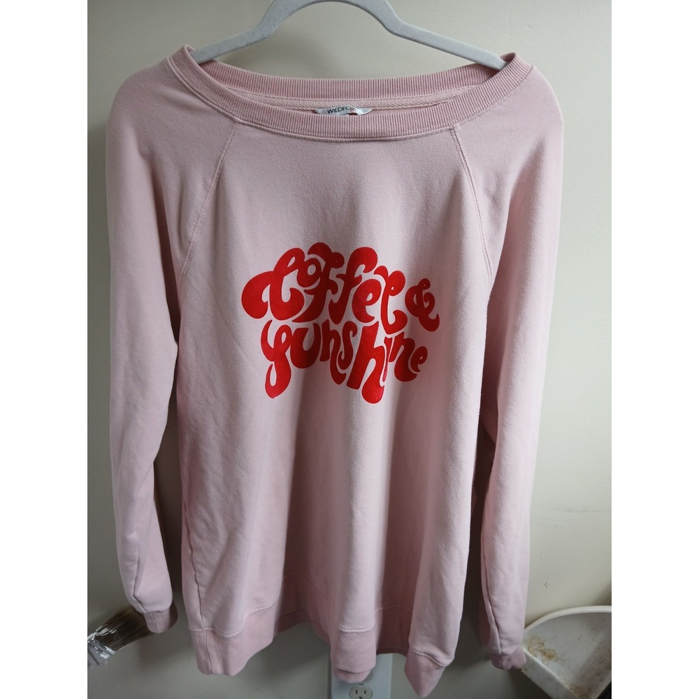 Wildfox Crew Neck Pink Pullover Sweatshirt Jumper‎ Coffee Medium